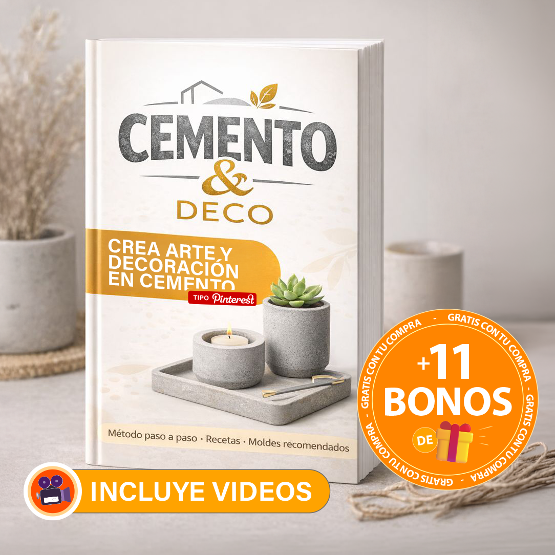📖 EBOOK CEMENTO & DECO + VIDEOS + 🎁 11 BONOS DE REGALO