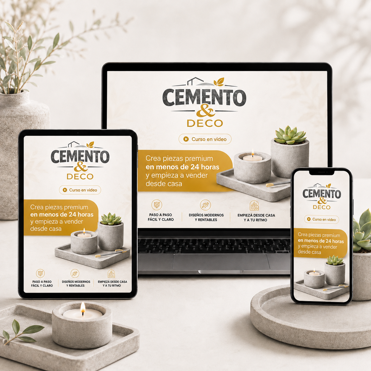 VIDEO CURSO CEMENTO & DECO +🎁 11 BONOS